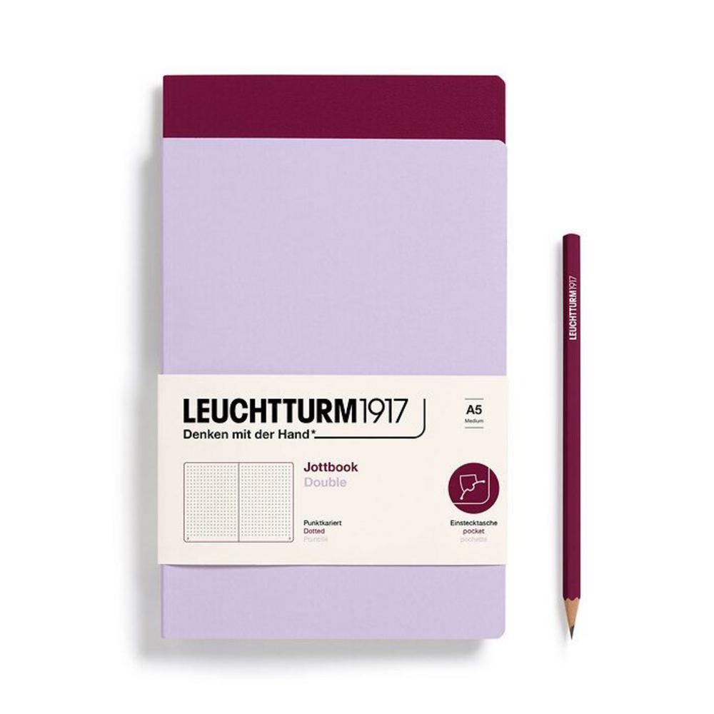 Leuchtturm, Purple, Journal, Art & School, A5, Dotted, Jottbook Double, Lilac & Port, 724276